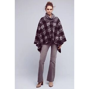 Anthropologie NEW Wintertide Reversible Wool Blend Poncho O/S